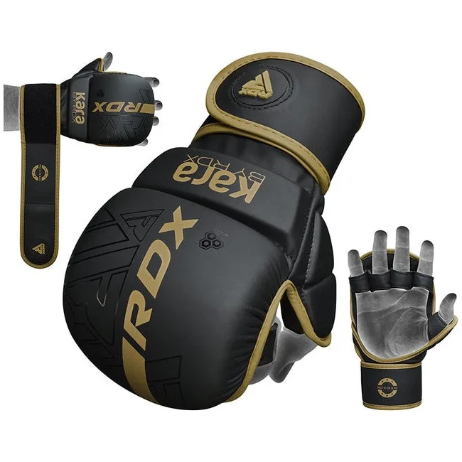 Перчатки для рукопашного боя ММА RDX F6 KARA Matte Golden Plus