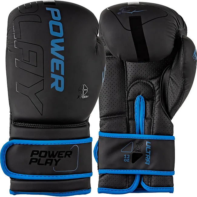 Боксерские перчатки PowerPlay 3024 Ultra Mat Черно-Темно синие