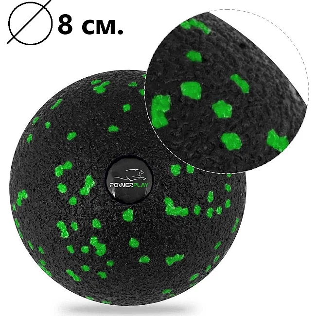 Набор для массажа и йоги PowerPlay PP_4093 EPP (3 м&ячия + валик массажер 15*5,3см.) Green + резинка 5,5 кг.