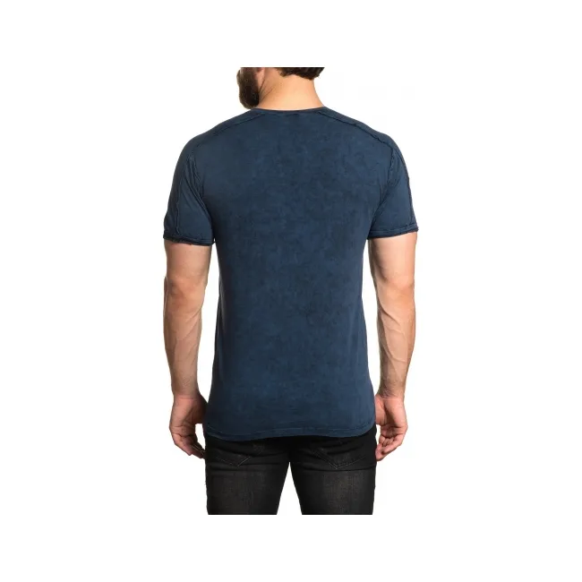 Футболка AFFLICTION Bias SS Slit Neck Black Navy Lava Tint Wash