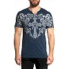 Футболка AFFLICTION Bias SS Slit Neck Black Navy Lava Tint Wash