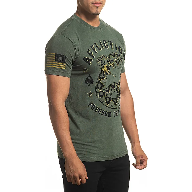 Футболка AFFLICTION Fd Revolutionary A24273 Olive Lava Wash