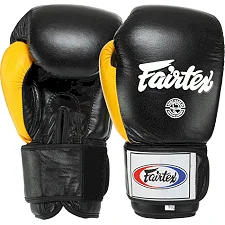 Перчатки для бокса кожа FAIRTEX FTX065 (Черный-желтый)