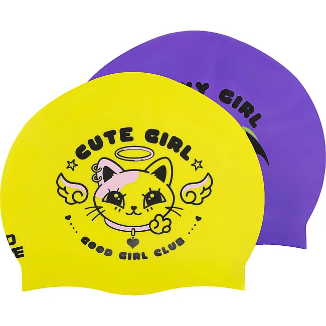 Двухсторонняя шапочка для плавания силиконовая для взрослых MADWAVE Cuties reversible M055432 (Фиолетовый-салатовый)