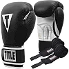 Боксерские перчатки TITLE Boxing Pro Style Leather Gloves 3.0 Black/White (бинты 4м. в комплекте)