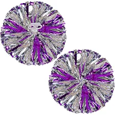 Помпони кулясті Кулі круглі блискучі SP-SPORT Pom-Poms C-0839 2шт (Фіолетовий-срібний)