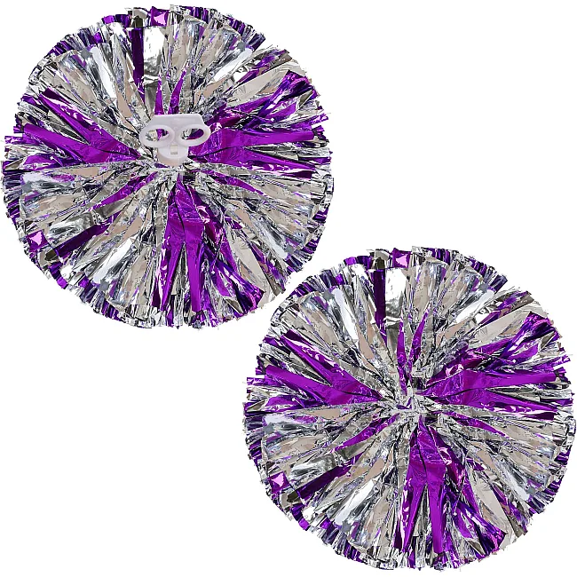 Помпони кулясті Кулі круглі блискучі SP-SPORT Pom-Poms C-0839 2шт (Фіолетовий-срібний)