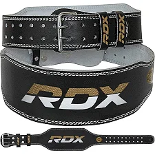 Пояс для тяжелой атлетики RDX 6 кожаный Black Gold