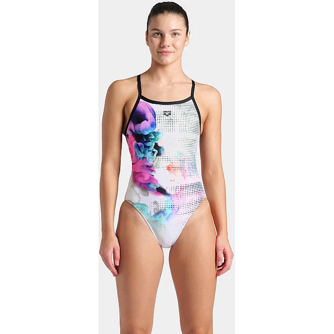 Купальник закрытый для женщин Arena AIRBRUSH SWIMSUIT CHALLENGE BA белый, черный, мультицвет