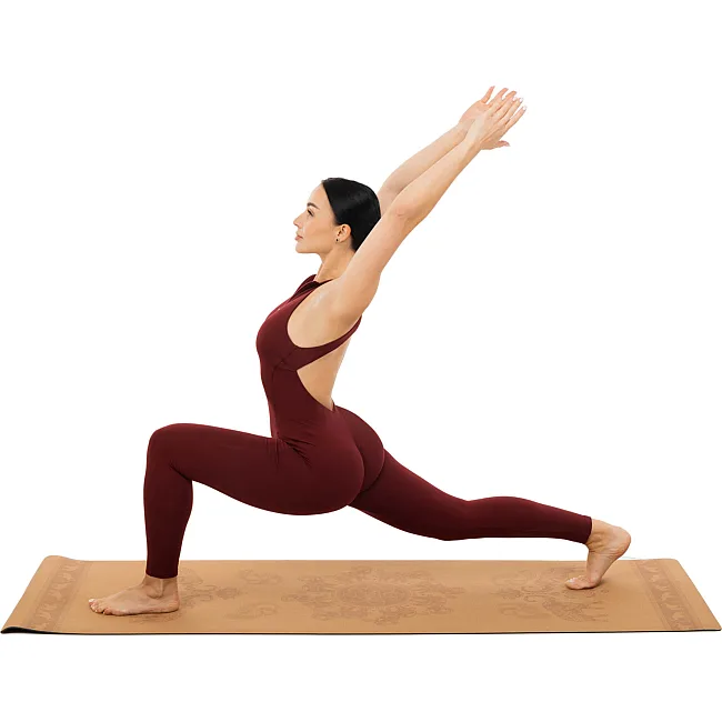 Коврик для йоги Пробковый каучуковый двухслойный Yoga mat RECORD
 FI-7156-1 183x61мx0.4cм с принтом Марш Слонов