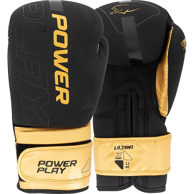 Боксерские перчатки PowerPlay 3024 Ultra Mat Черно-Золотые