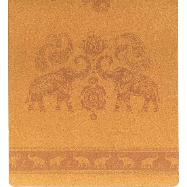 Коврик для йоги Пробковый каучуковый двухслойный Yoga mat RECORD
 FI-7156-1 183x61мx0.4cм с принтом Марш Слонов