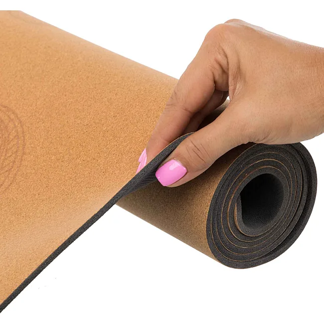 Коврик для йоги Пробковый каучуковый двухслойный Yoga mat RECORD
 FI-7156-1 183x61мx0.4cм с принтом Марш Слонов