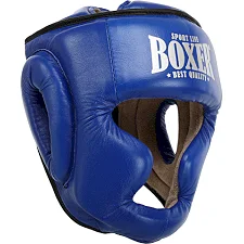 Тренувальний шолом для боксу шкіра BOXER NEW 2033-N (Синій)