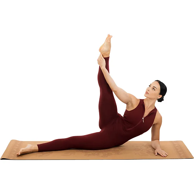 Коврик для йоги Пробковый каучуковый двухслойный Yoga mat RECORD
 FI-7156-1 183x61мx0.4cм с принтом Марш Слонов