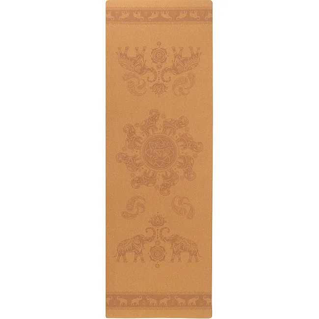 Коврик для йоги Пробковый каучуковый двухслойный Yoga mat RECORD
 FI-7156-1 183x61мx0.4cм с принтом Марш Слонов