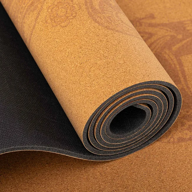 Коврик для йоги Пробковый каучуковый двухслойный Yoga mat RECORD
 FI-7156-1 183x61мx0.4cм с принтом Марш Слонов