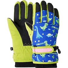 Перчатки лыжные детские зимние LUCKYLOONG C-1699 (Синий-салатовый)