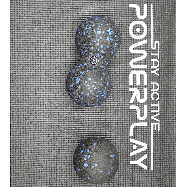 Набор для йоги POWERPLAY PP_4008 EPP Foam Roller Set роллер + 2 массажные мячи Черно-синий