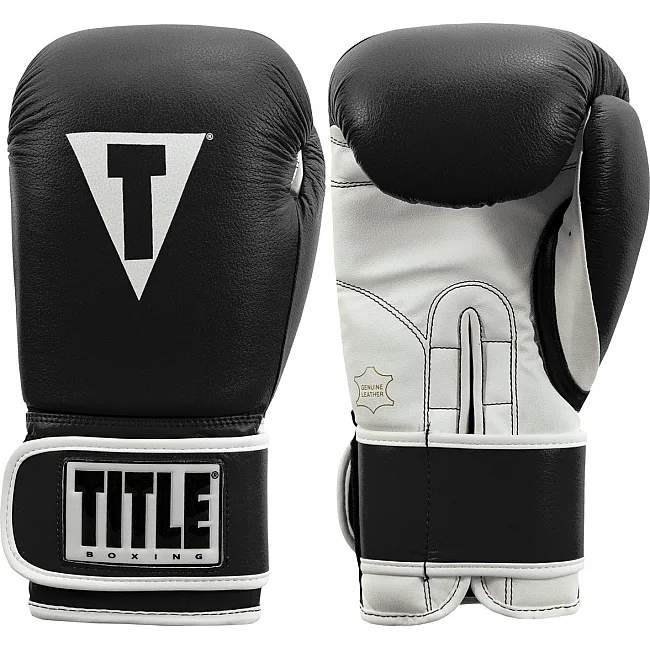 Боксерские перчатки TITLE Boxing Pro Style Leather Gloves 3.0 Black/White (бинты 4м. в комплекте)