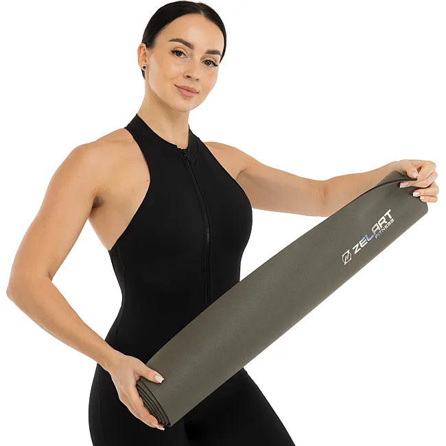 Коврик для фитнеса и спорта PU резина ZELART
 FI-4903 183x68x0,45см (Серый)
