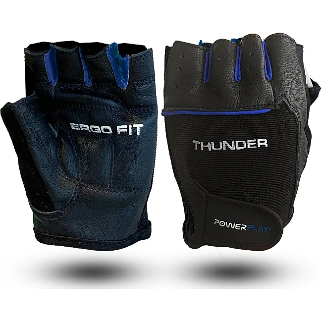 Фитнес перчатки POWERPLAY 9058 Thunder черно-синий