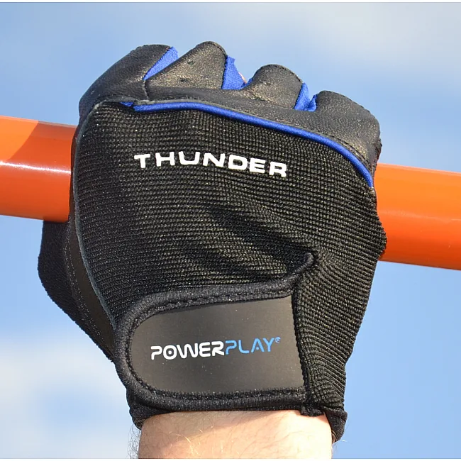 Фитнес перчатки POWERPLAY 9058 Thunder черно-синий