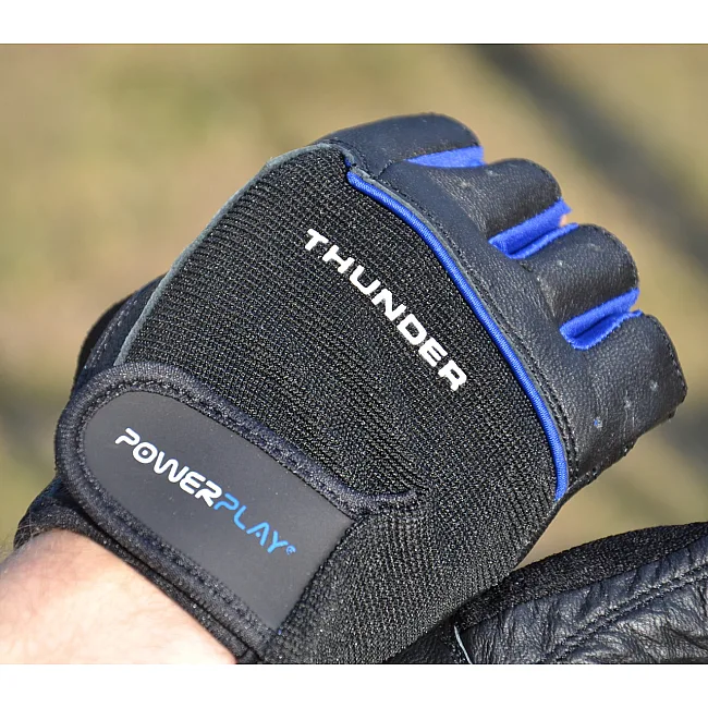 Фитнес перчатки POWERPLAY 9058 Thunder черно-синий
