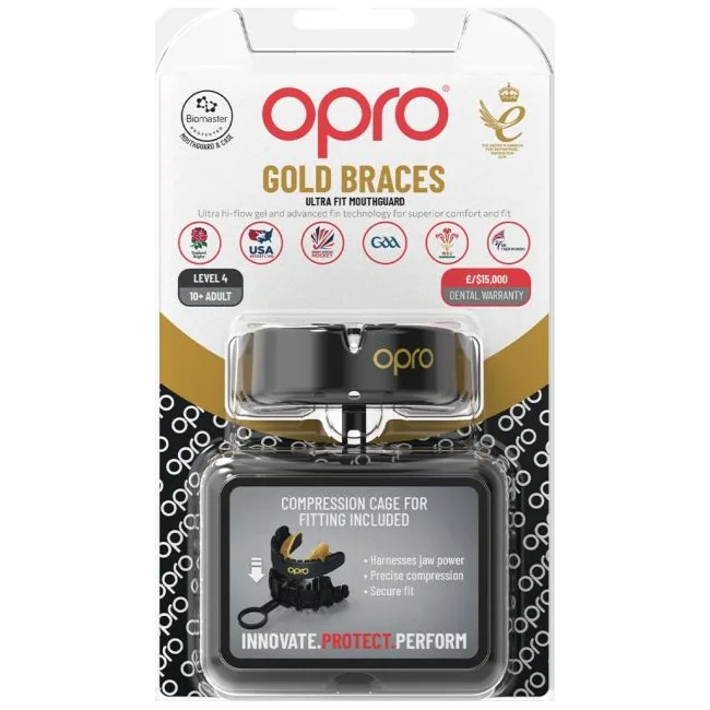 Капа для бокса OPRO GEN5 Gold Braces Black Gold