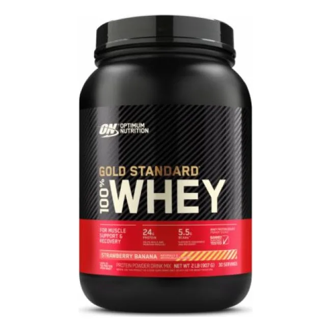 Сироватковий протеїн Optimum Nutrition Whey Gold Standart 907 г - strawberry-banana