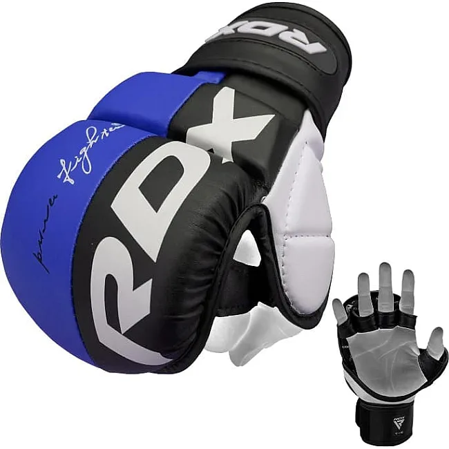 Тренувальні рукавиці RDX GRAPPLING GLOVES REX T6 PLUS чорний, синій, білий