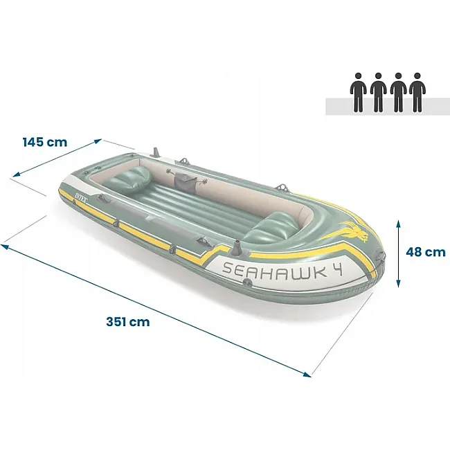 Човен надувний Intex Seahawk 4 351 x 145 x 48 см, зелений