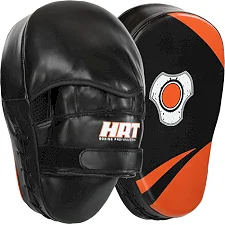 Лапа боксерская изогнутая тренировочная PU HARD TOUCH BO-4251 19x5x25см 2штуки (Черный-оранжевый)