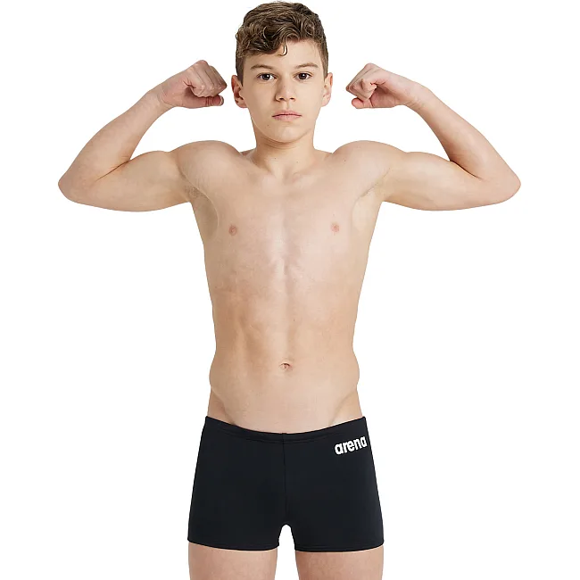 Плавки-боксеры для парней Arena BOY&S TEAM SWIM SHORT SOLID черный, белый