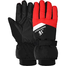 Перчатки лыжные детские зимние LUCKYLOONG C-2388 (Черный-красный)