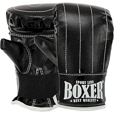 Перчатки снарядные-блинчики для бокса искусственная кожа BOXER 2015 (Черный)