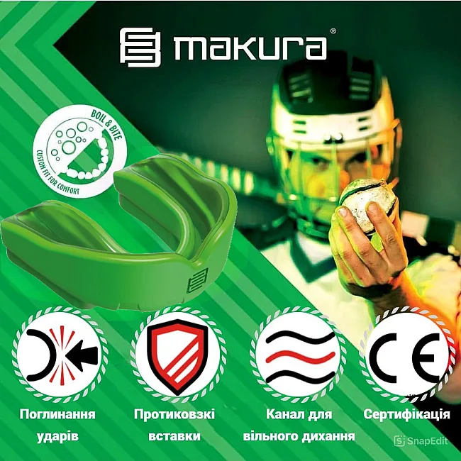 Капа для бокса MAKURA Ignis взрослая (возраст 11+) Green/Green (art.6017514067)