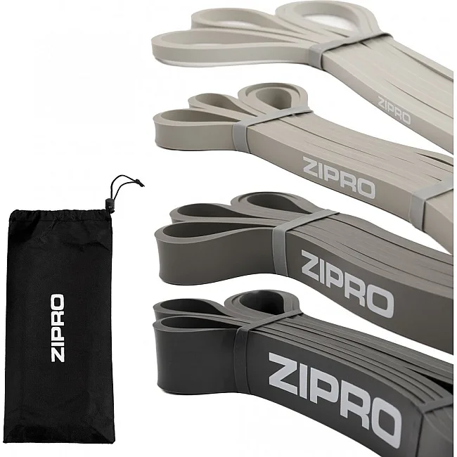 Набор лент-эспандеров для упражнений Zipro PowerBand 4 шт. черно-серый