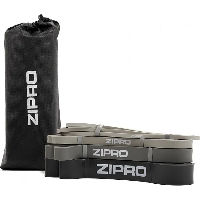 Набор лент-эспандеров для упражнений Zipro PowerBand 4 шт. черно-серый