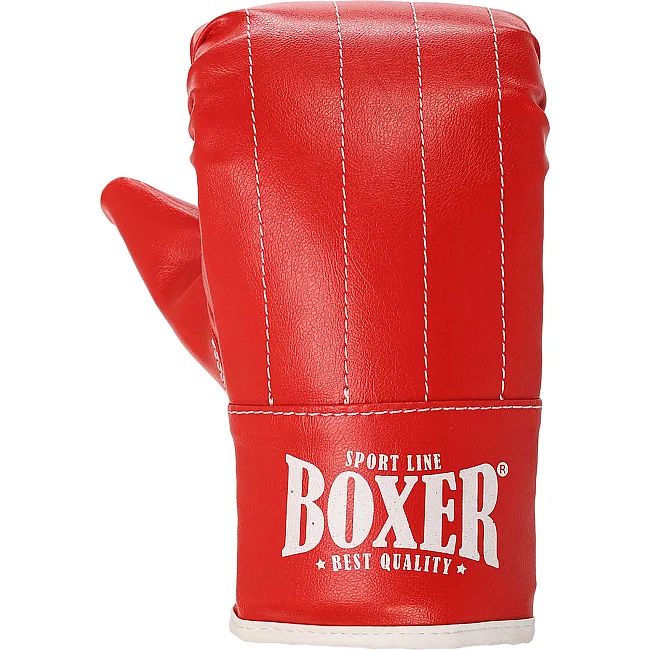 Перчатки снарядные-блинчики для бокса искусственная кожа BOXER 2015 (Красный-черный)