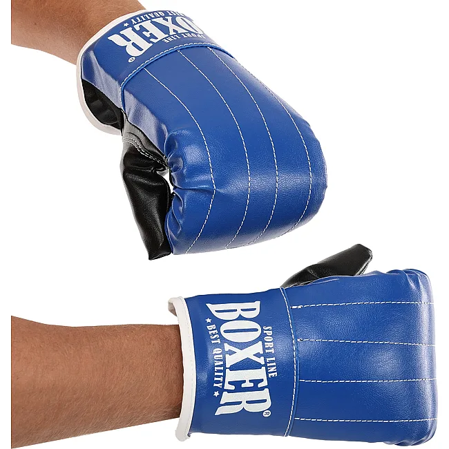 Перчатки снарядные-блинчики для бокса искусственная кожа BOXER 2015 (Красный-черный)