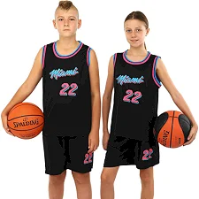 Детская баскетбольная форма NBA клуб Miami 22 BA-3769 (Черный-фуксия)
