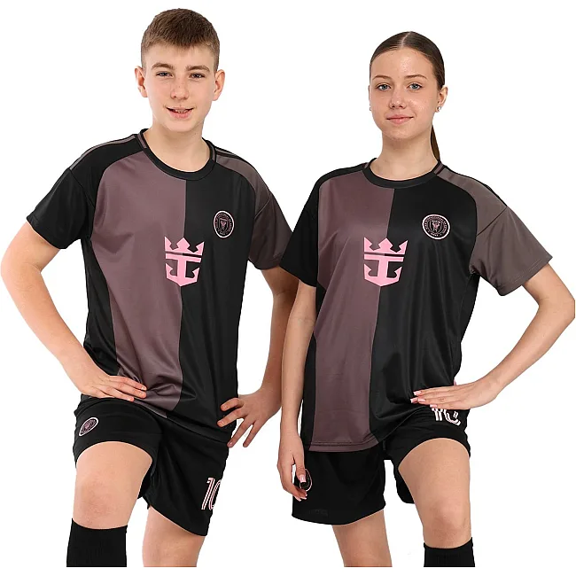 Футбольная форма детская с символикой клуба INTER MIAMI MESSI 10 гостевая 2026 SP-SPORT CO-7359 (Черный-розовый)