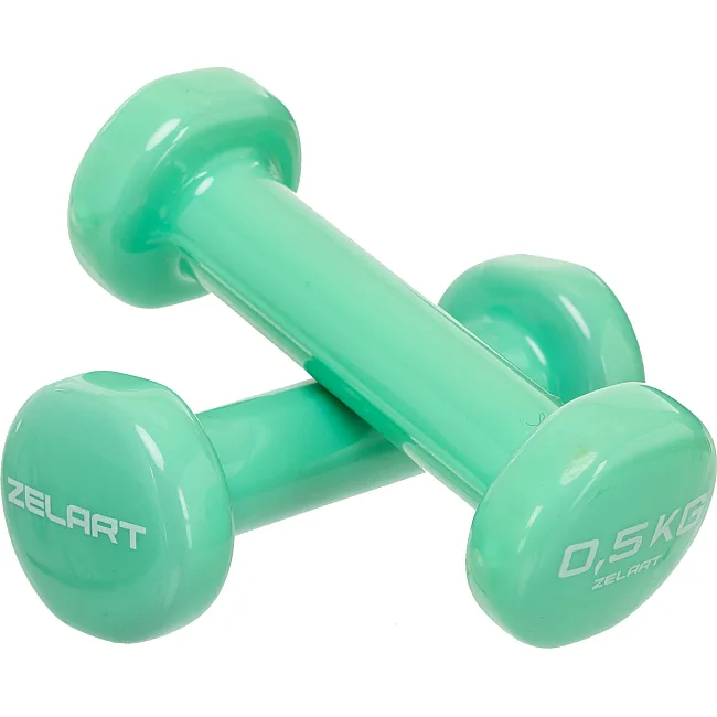 Гантели для фитнеса виниловые ZELART Beauty TA-5225-0_5 2шт 0,5кг (Мятный)