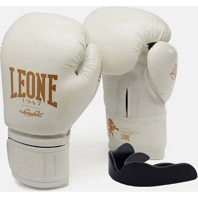 Боксерські рукавиці Leone GN059W White/Gold (капу в комплекті)