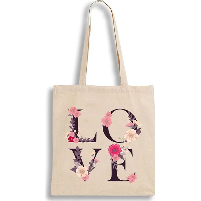 Экошопер Bookopt ВК4072 LOVE (цветы), бежевый