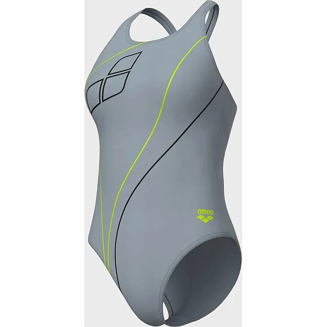 Купальник закрытый для женщин Arena TRAIL SWIMSUIT V BACK серый