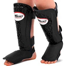 Защитные накладки на ноги детская Муай Тай, ММА, Кикбоксинг PU TWINS TW-2023 (Черный)