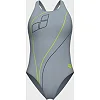 Купальник закрытый для женщин Arena TRAIL SWIMSUIT V BACK серый