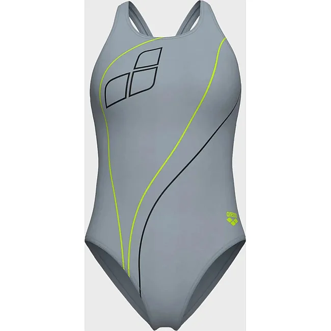 Купальник закрытый для женщин Arena TRAIL SWIMSUIT V BACK серый